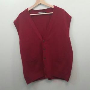 Vintage Woolovers XL Dark Red Wool Cardigan Vest